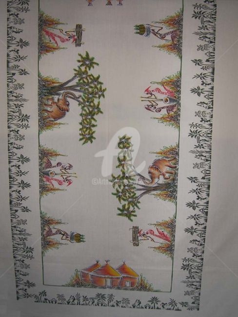 Textielkunst getiteld "NAPPE DE TABLE ART…" door Kebe, Origineel Kunstwerk, Huisdecoratie
