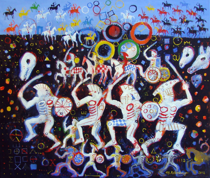 Painting titled "Olympic dance" by Martin Kellenberger, Original Artwork, Acrylic