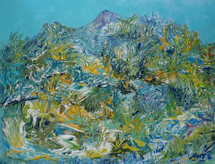Pittura intitolato "Paysage naturel" da Kelly Mathieu, Opera d'arte originale, Acrilico