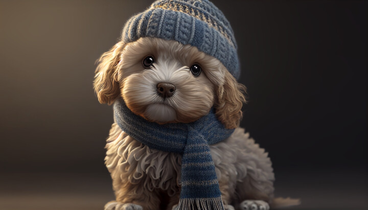 A Dog With Bobble Cap And A Scarf, Digital Arts by Kenny Landis ...