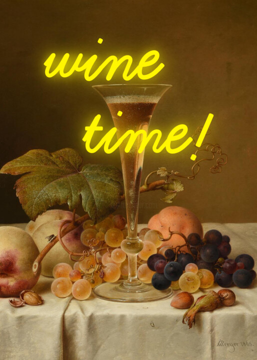 Artes digitais intitulada "Wine time! 1865" por Kerry Pritchard, Obras de arte originais, Pintura digital