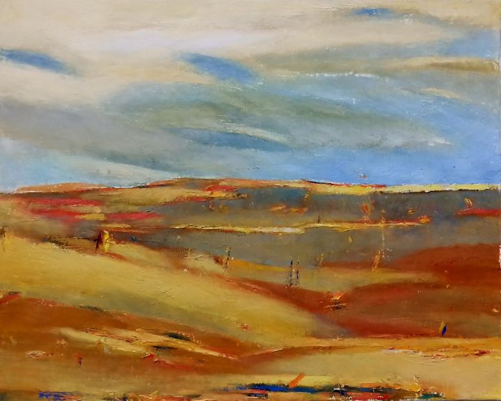 Painting titled "Landscape 7" by Kestutis Jauniskis, Original Artwork, Oil