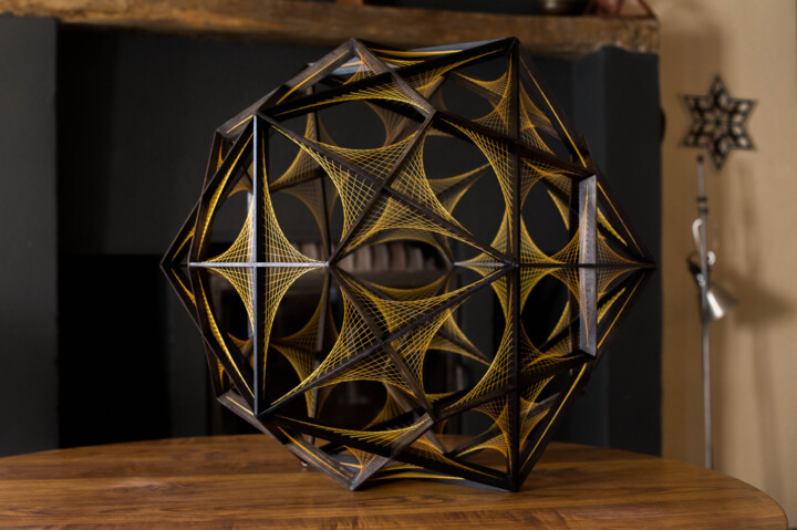 Sculpture titled "Rhombic triacontahe…" by Kevin Fernandez (Artwork.e.v), Original Artwork, String Art