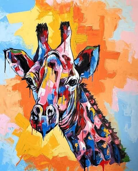 abstract giraffe paintings
