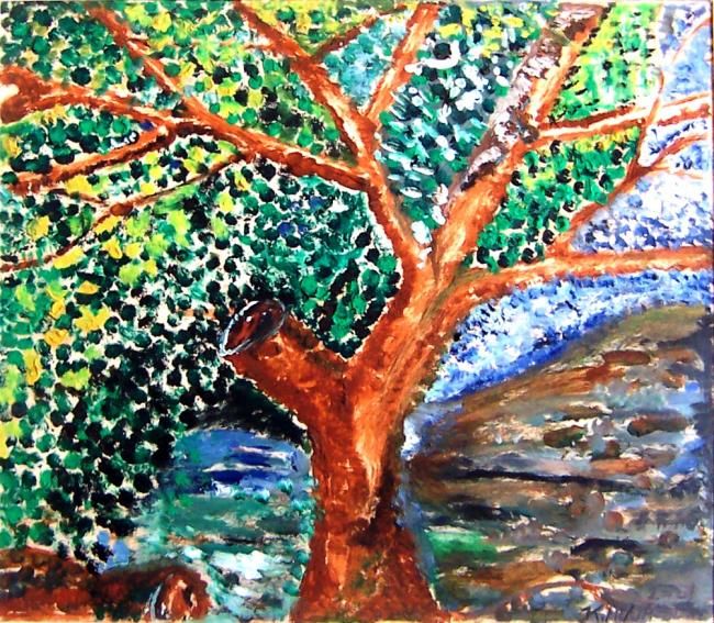 Painting titled "The tree of knowled…" by Khalil Noureddine, Original Artwork, Oil