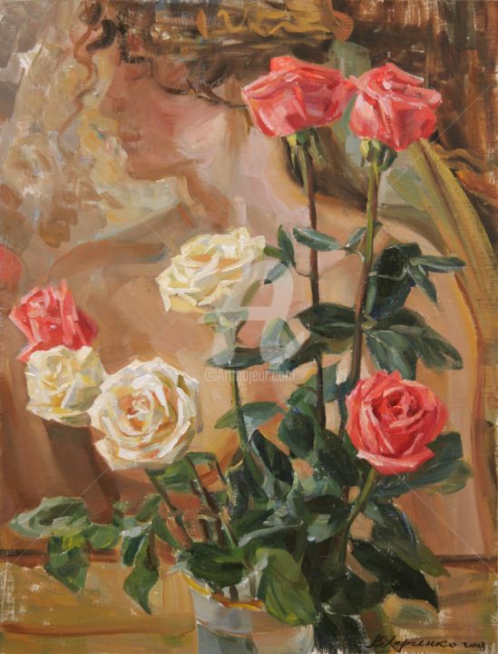 Картина под названием "Flowers in my works…" - Valeriy Kharchenko, Подлинное произведение искусства