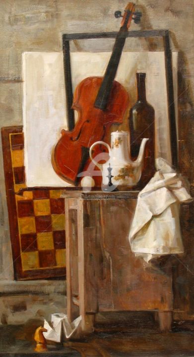 Painting titled "Still-life with a v…" by Valeriy Kharchenko, Original Artwork, Oil