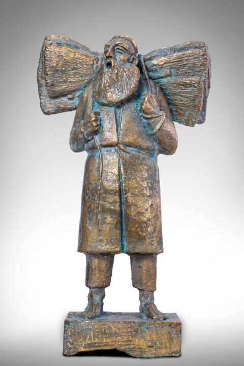 Sculpture intitulée "Salesman" par Khurshed Husenov, Œuvre d'art originale, Bronze