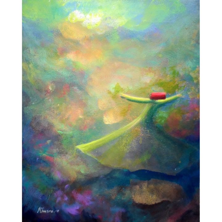 Painting titled "Whirling Dervish &…" by Khusro Subzwari, Original Artwork, Acrylic