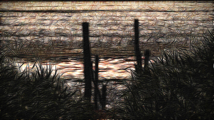 Digitale Kunst mit dem Titel "Лестница в океан..." von Bez Zvuka, Original-Kunstwerk, Digitale Malerei
