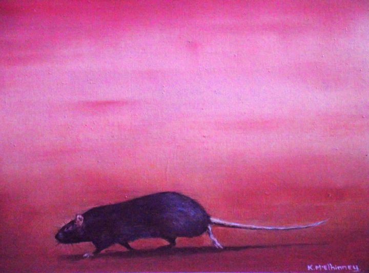 Painting titled "Rat" by Kieran Mcelhinney, Original Artwork, Oil