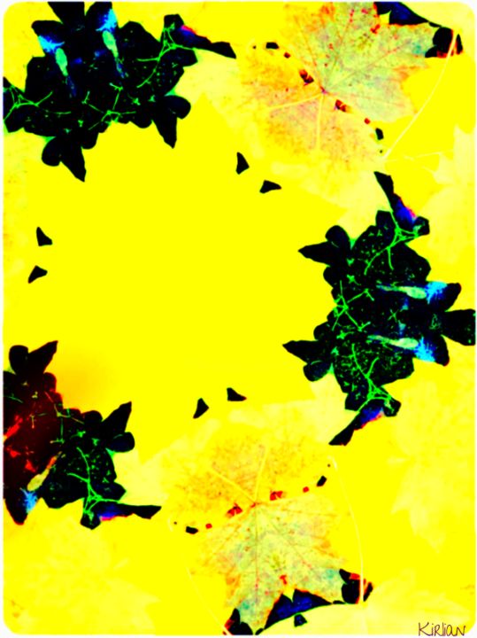 Grafika cyfrowa / sztuka generowana cyfrowo zatytułowany „Feuill*” autorstwa Kirlian, Oryginalna praca, Fotomontaż