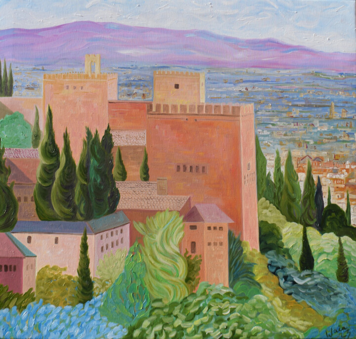 Painting titled "The Alhambra, Grana…" by Kirsty Wain, Original Artwork, Oil