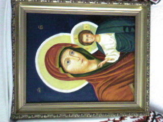 Peinture intitulée "икона Божей матери" par Bush, Œuvre d'art originale