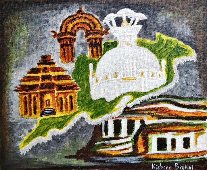 Pintura intitulada "My Beautiful Odisha" por Kishore Bishoi, Obras de arte originais, Acrílico