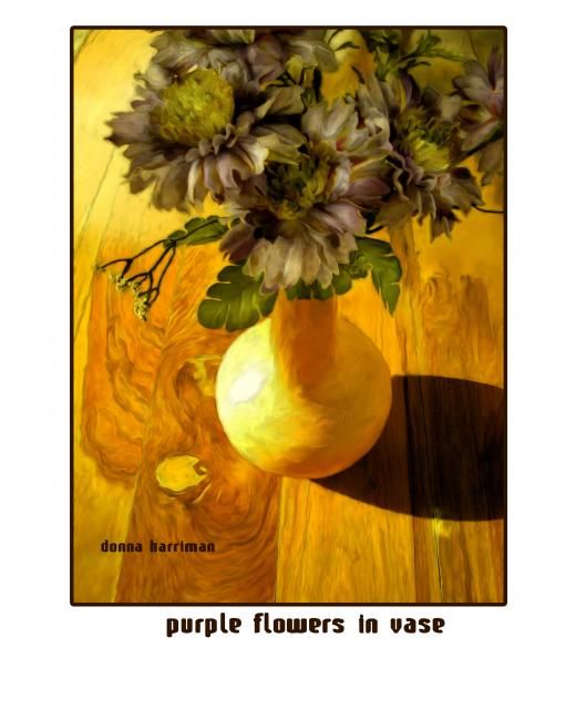 Photography titled "purple flowers in v…" by Donna Harriman Murillo, Original Artwork