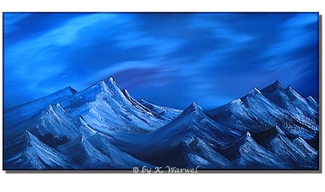Painting titled "Blue Mountains ~ Oi…" by Klaudia Warwel, Original Artwork, Oil