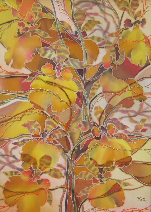Art textile intitulée "Batik painting "Yel…" par Lidia Cravcenco, Œuvre d'art originale, Tissu