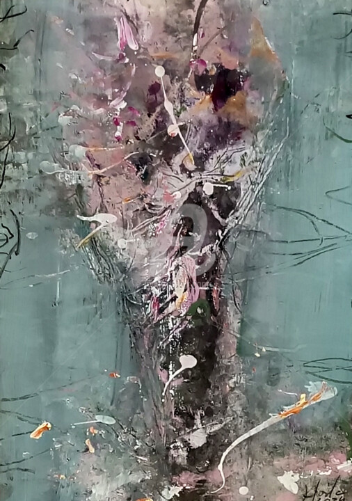 Painting titled "Framed spring bloss…" by Kloska Ovidiu, Original Artwork, Acrylic