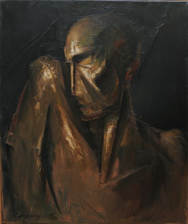 Painting titled "Thinker 1" by Konstantinos Efimidis, Original Artwork, Oil