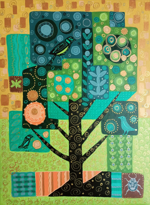 Pittura intitolato "Дерево" da Svetlana Konstantinova, Opera d'arte originale, Acrilico