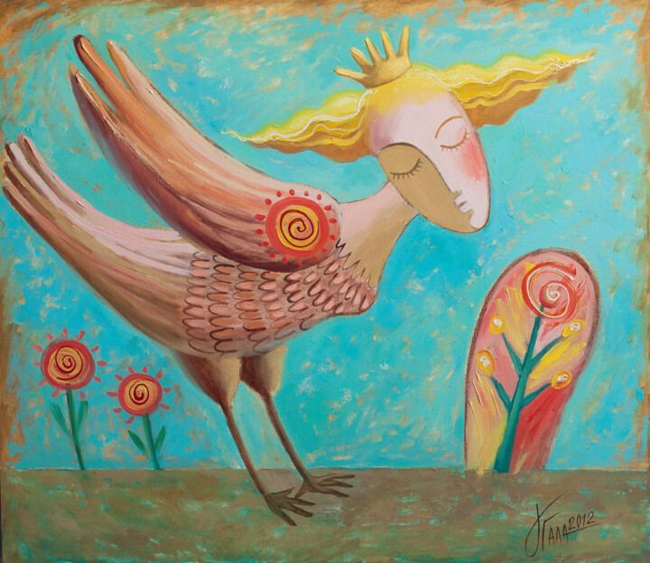 Malarstwo zatytułowany „Bird Gamayun” autorstwa Galina Gataullina, Oryginalna praca, Olej