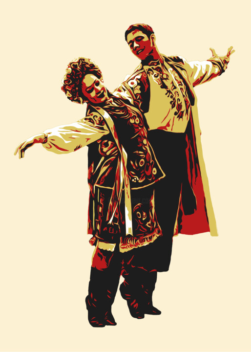 Pittura intitolato "Folk dance_1" da Kosta Morr, Opera d'arte originale, Acrilico Montato su Telaio per barella in legno