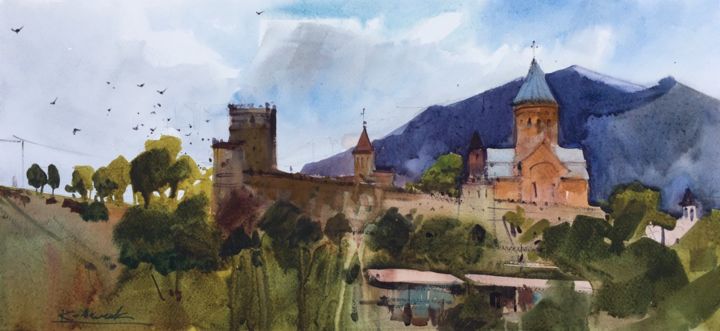 Painting titled ""Travel to Georgia"" by Andrei Kovalik, Original Artwork, Watercolor