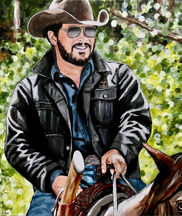 Pintura titulada "The Cowboy" por Kristin Voss, Obra de arte original, Acrílico Montado en Bastidor de camilla de madera