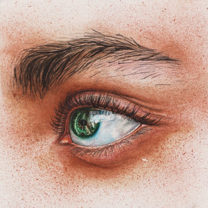 Peinture intitulée "Green eye" par Kristina Maslakova, Œuvre d'art originale, Aquarelle