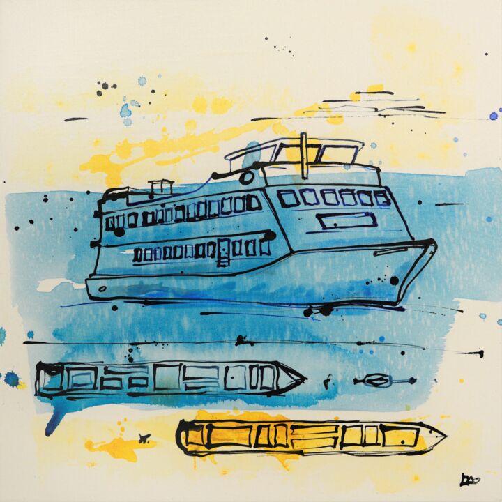 Painting titled "take off 02" by Thomas Kröswang, Original Artwork, Ink