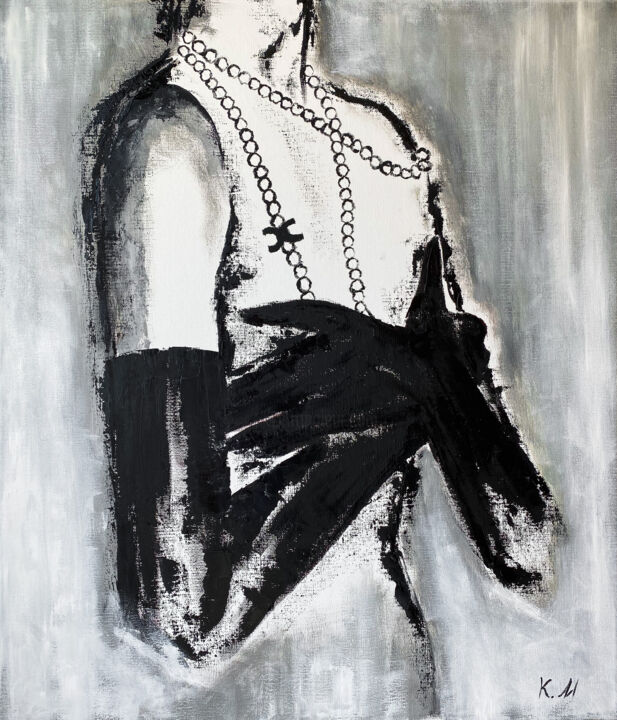 Ζωγραφική με τίτλο "MADAME COCO" από Kristina Malashchenko, Αυθεντικά έργα τέχνης, Λάδι Τοποθετήθηκε στο Ξύλινο πάνελ