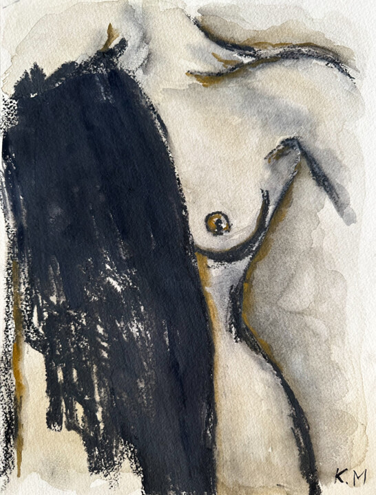 Malerei mit dem Titel "Sensualité et intim…" von Kristina Malashchenko, Original-Kunstwerk, Aquarell