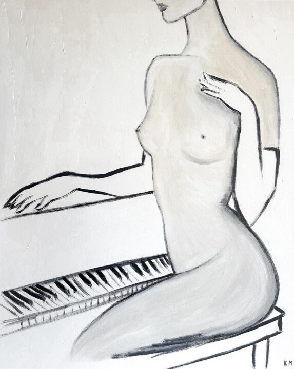 Malerei mit dem Titel "La pianiste" von Kristina Malashchenko, Original-Kunstwerk, Acryl