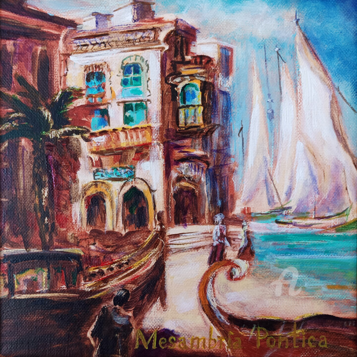 Painting titled "Age of Sails: Ancie…" by Kselma Randvald, Original Artwork, Oil Mounted on Wood Stretcher frame