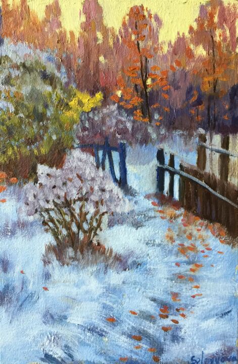 Painting titled "Winter in the villa…" by Ksenia Solovyova, Original Artwork, Oil