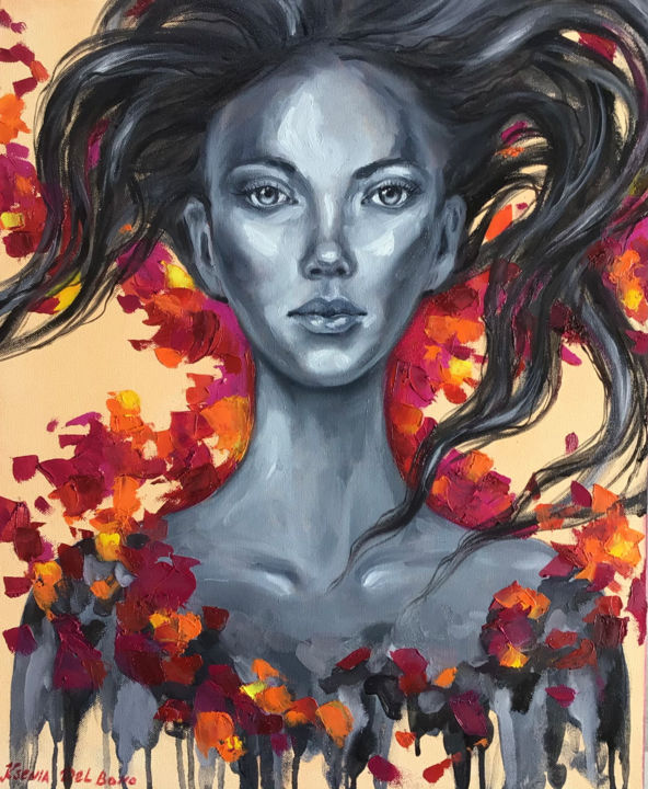 Painting titled "The wind dances. Oi…" by Ksenia Del Bono, Original Artwork, Oil