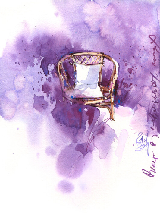 Painting titled ""In lavender fields…" by Ksenia Selianko, Original Artwork, Watercolor