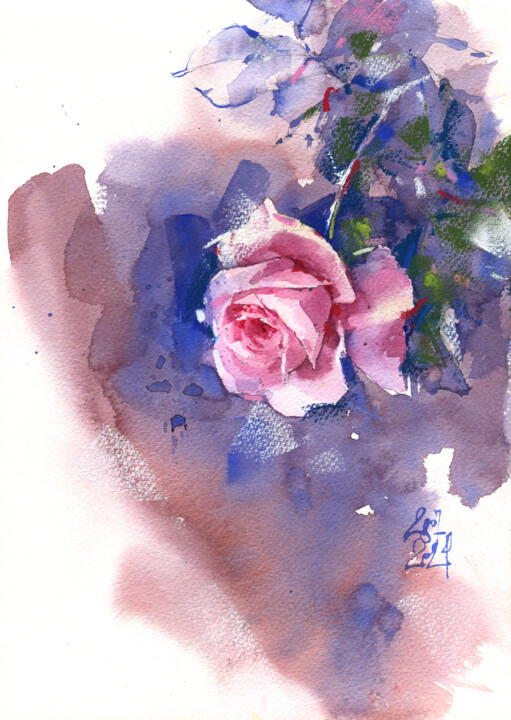 Painting titled ""Garden Romance."" by Ksenia Selianko, Original Artwork, Watercolor