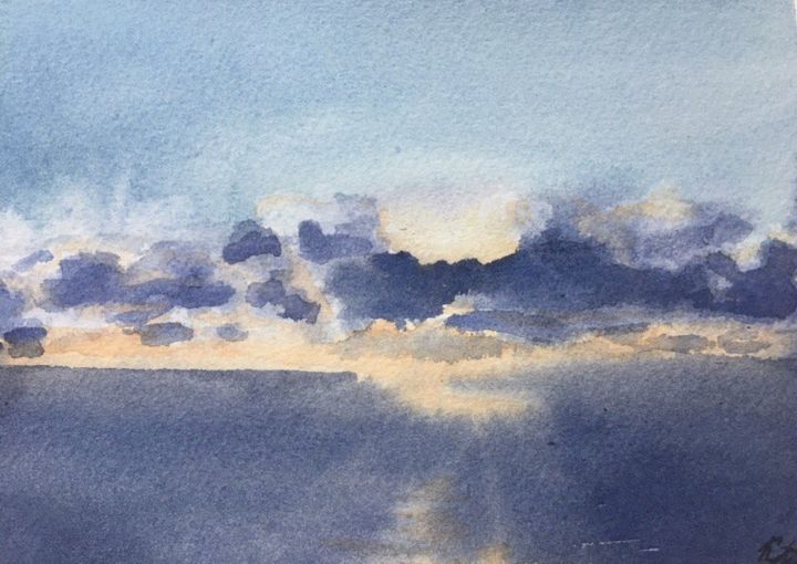 Painting titled "The sky is frowming…" by Ksenia Makarova, Original Artwork, Watercolor