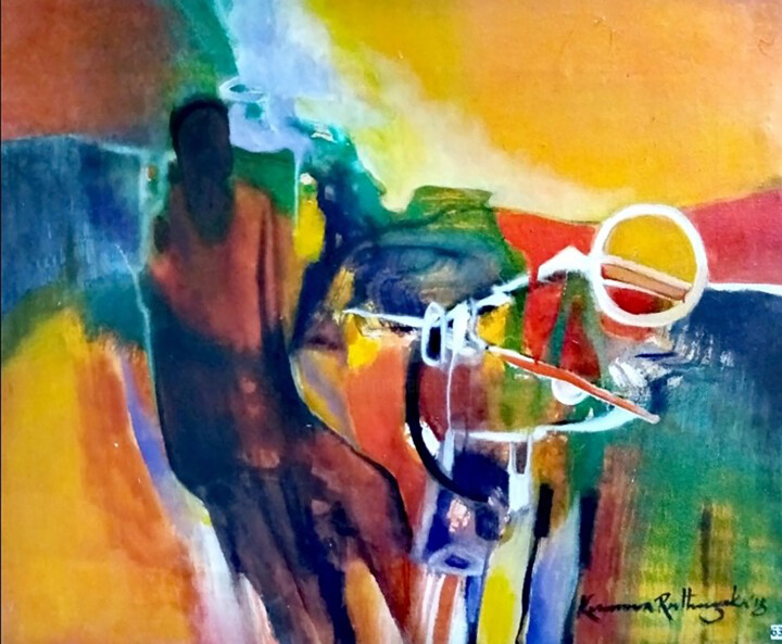 Pintura titulada "Solitude in the Eve…" por Kumara Rathnayaka, Obra de arte original, Acrílico Montado en Bastidor de camill…