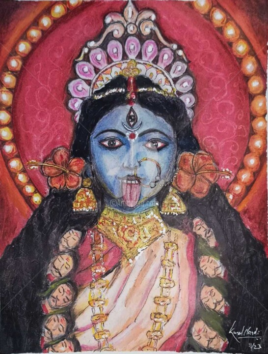 Painting titled "GODDESS KALI" by Kunal Nandi, Original Artwork, Pastel