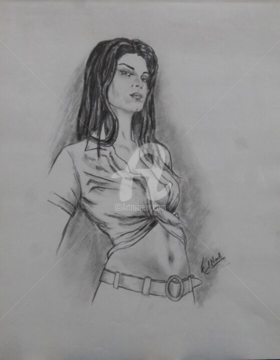 Dibujo titulada "Glamour Girl" por Kunal Nandi, Obra de arte original, Lápiz