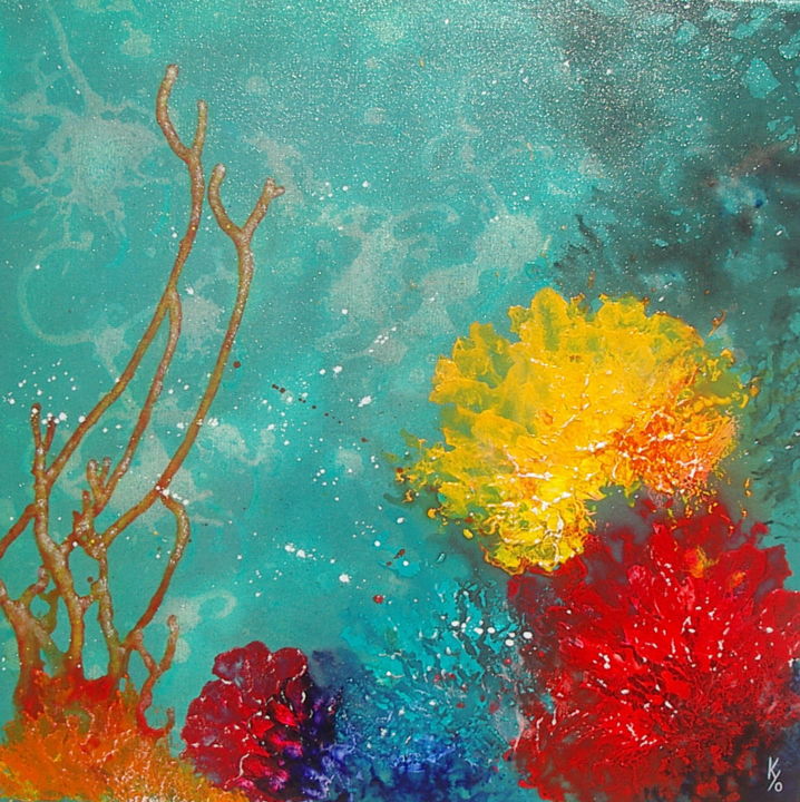 Schilderij getiteld "anemones" door Kyo Pépin, Origineel Kunstwerk