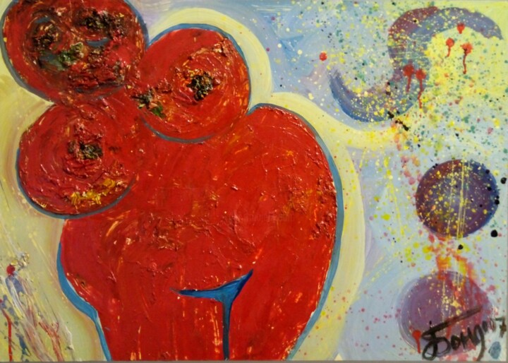 Pintura titulada "naked girls,, red," por Kyrylo Bondarenko, Obra de arte original, Acrílico