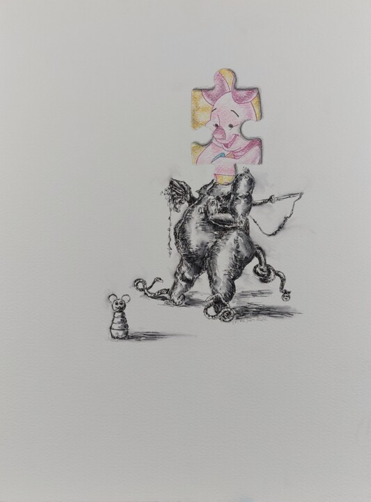 Tekening getiteld "Gros bidon !" door Laurent Fierdehaiche, Origineel Kunstwerk, Inkt
