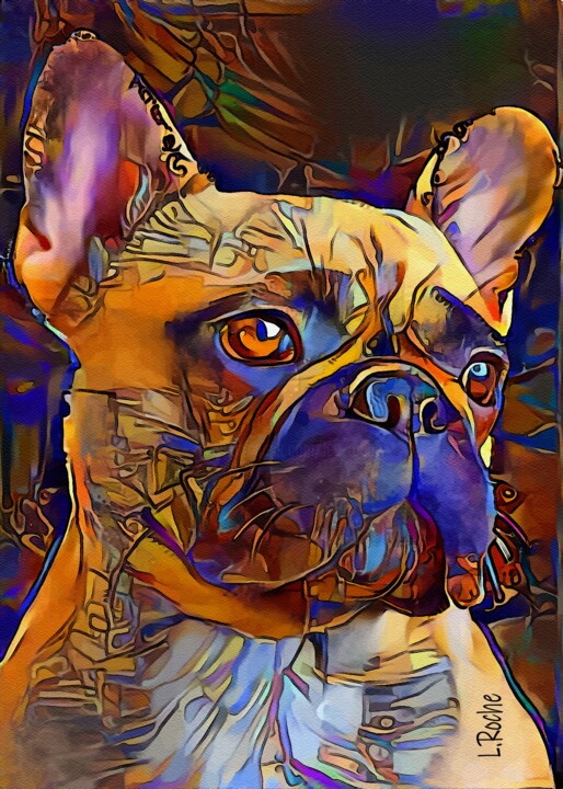 Digital Arts titled "Booly, dog" by L.Roche, Original Artwork, Acrylic