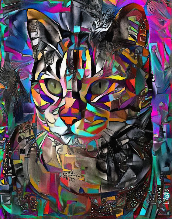 Digitale Kunst getiteld "Staki, cat" door L.Roche, Origineel Kunstwerk, Acryl