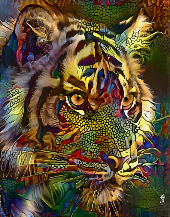Digital Arts titled "Alphamonthy, tiger" by L.Roche, Original Artwork, 2D Digital Work