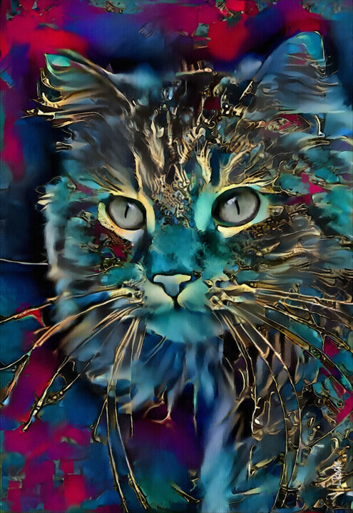 Digital Arts titled "Seyniss, cat" by L.Roche, Original Artwork, 2D Digital Work